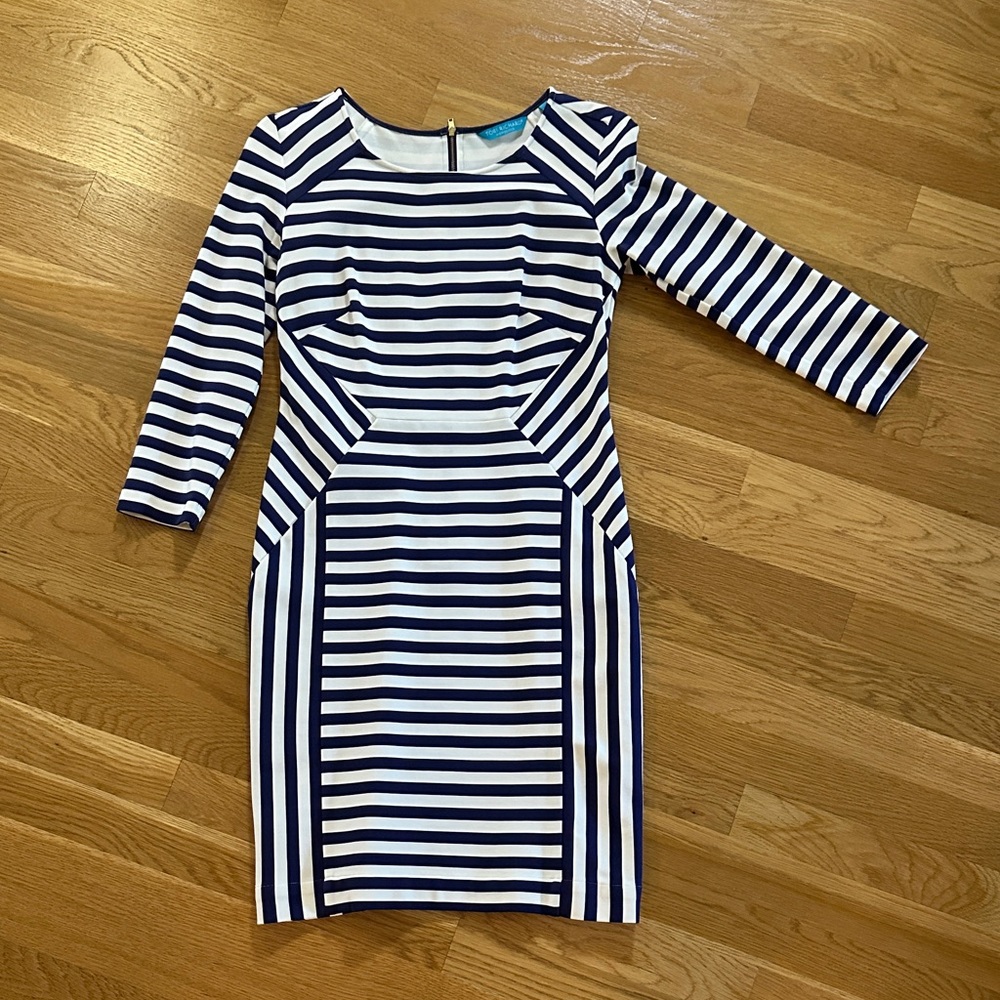 Tori Richard Striped Long Sleeve Dress